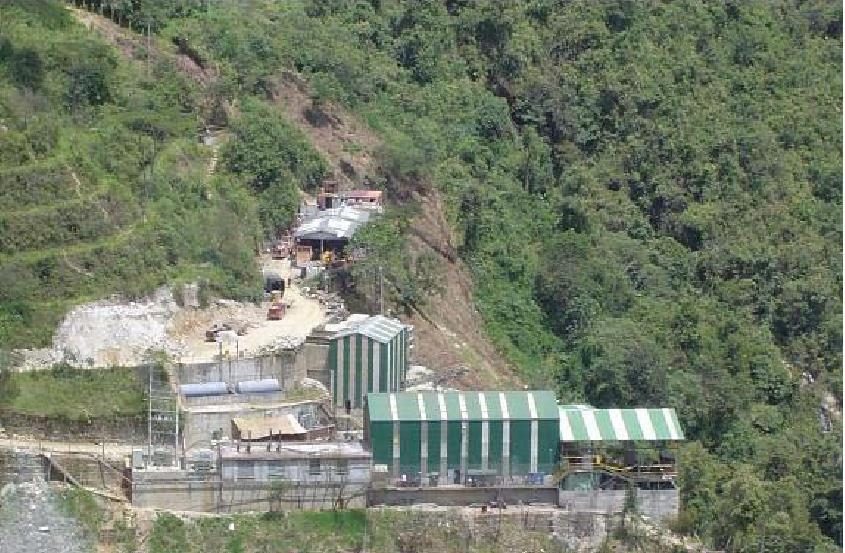 Las Ánimas mine processing plant in the Tolima mountains